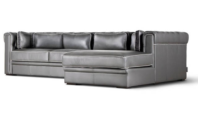 ソファ「La Scena（ラ・シェーナ）001-1L」（レザークッション6個付属／サイズ：W284×D102-173×H70×SH43cm、素材：イタリアンレザー）51万8400円