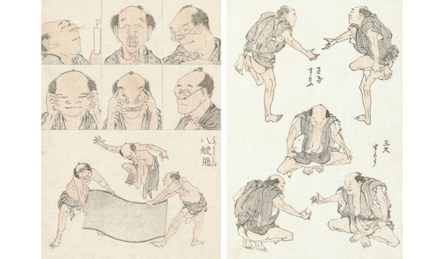 MITSUKOSHI | Nihonbashi Mitsukoshi Main Store<br />"Welcome to the World of Hokusai Manga" Left: Hokusai Manga "Hyakumenso, Hassōtobi" (1819 / 17.5×12.3cm) ¥291,600, Right: Hokusai Manga "Sagisumofu / Sanjaku Sumofu" (Frame size W39×D29×H3cm) ¥226,800