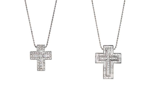 From left: Tower Opening Commemorative Necklace ¥851,040, Tower & Boutique Limited Edition Necklace (Limited to 30 pieces) ¥2,700,000
