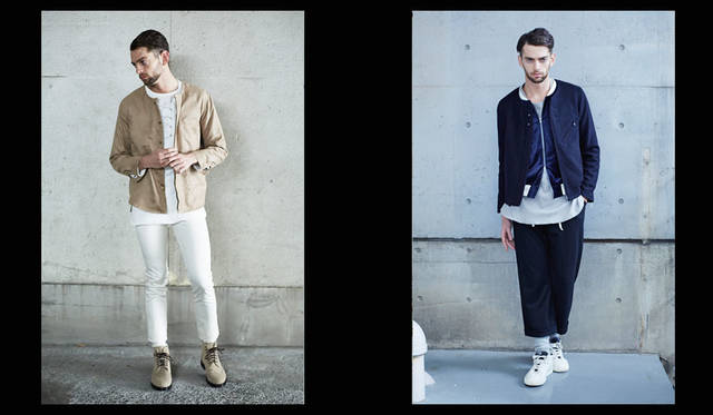 <strong>Bernabeu｜ベルナベウ</strong><br /><strong>2015-16年 秋冬コレクション</strong>　左／Jacket 2万1600円、Shirts 1万9980円、Pants 1万9980円、右／Jacket 5万4000円、Blouson 3万7800円