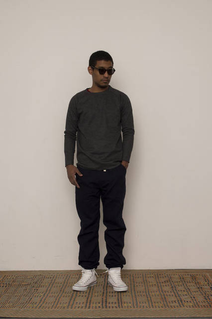 <strong>FUJITO</strong><br /><strong>2015-16 Autumn/Winter Collection</strong> Long Sleeve T-Shirt ¥12,960, Pajama Pants ¥19,440, Eye Wear collaborated with “BLANC..” ¥23,760