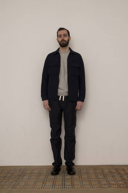 <strong>FUJITO</strong><br /><strong>2015-16 Autumn/Winter Collection</strong> Zip Up Shirt Jacket ¥28,080, Crew Neck Sweat ¥21,600, Fatigue Easy Pants ¥21,600