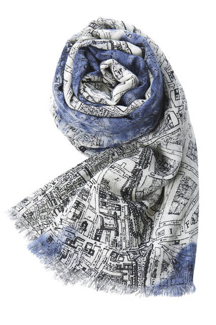 <strong>pas de calais</strong><br />2015-16 Autumn/Winter Collection "Paris Edition Collection" Silk Double Gauze Paris Map Print Stole (Beige)
