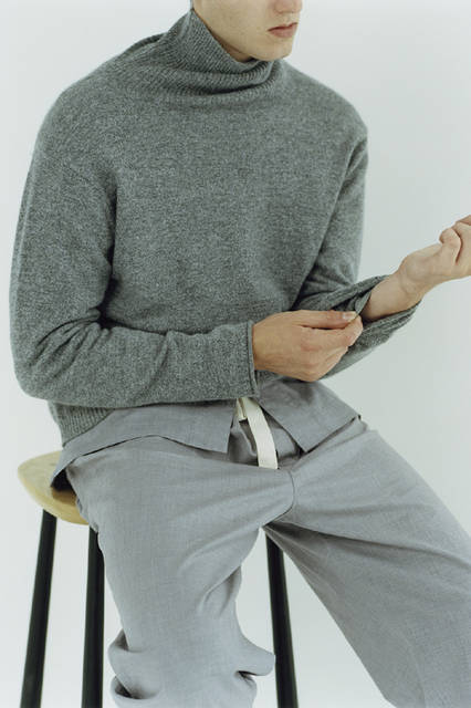Knit ¥35,640, pajama shirt ¥28,080, pajama trousers ¥27,000 (all from Margaret Howell)