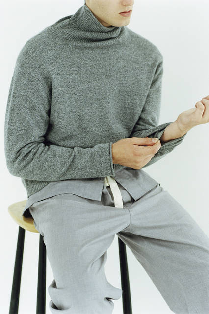 Knit ¥35,640, pajama shirt ¥28,080, pajama trousers ¥27,000 (all from Margaret Howell)
