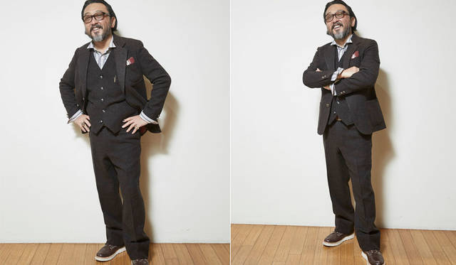 <strong>TAKEO KIKUCHI</strong><br />Atsushi Okubo wears the collaboration item "The Stylist Japan × TAKEO KIKUCHI" three-piece suit