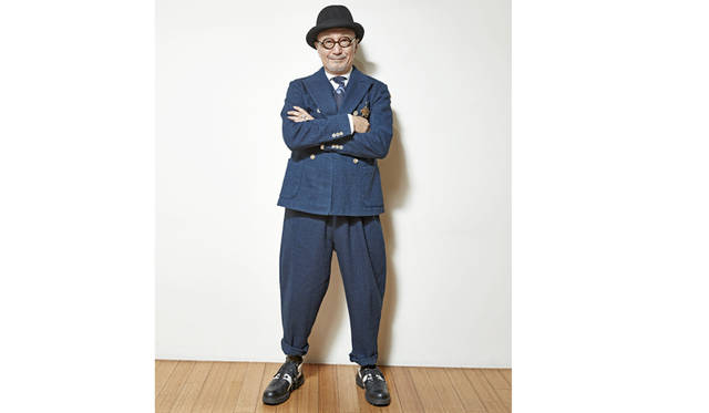 Takeo Kikuchi wears a showpiece from this spring's collection