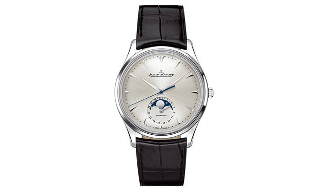 <strong>Master Ultra Thin Moon</strong><br />Case: Stainless steel<br />Diameter: 39mm<br />Movement: Automatic (Cal. 925/1)<br />Functions: Moon phase, date (pointer-type)<br />Strap: Crocodile<br />Water resistance: 5 bar<br />Price: ¥1,112,400<br />