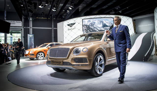 CEO Wolfgang Dürheimer presents Bentley's new SUV, the Bentayga