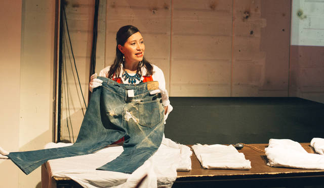 A moment from the "LOT 700" launch party. Tracey Panek, Historian at Levi Strauss & Co., spoke about the history of denim.