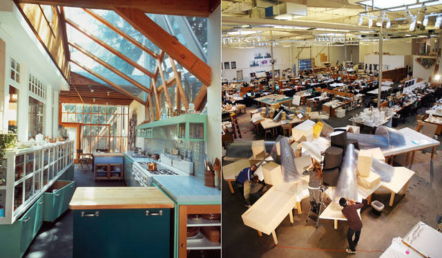 Special Exhibition "Architect Frank Gehry: I Have an Idea" | "Gehry Room" - Left: Gehry Residence (Santa Monica, USA, 1979). Photo: Tim Street-Porter/OTTO. Right: Gehry Office. Image Courtesy of Gehry Partners, LLP