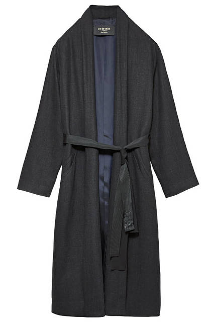 <strong>pas de calais</strong><br />"JAPAN SENSES with NATURE by pas de calais" Isetan Shinjuku Limited Item: Mayosei Yarn-Dyed Plain Weave Gown Coat ¥101,520