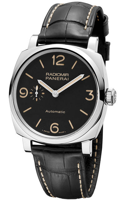 <strong>ラジオミール 1940 スリーデイズ オートマティック アッチャイオ−42mm</strong><br />ケース｜ステンレススチール<br />直径｜42mm<br />ムーブメント｜自動巻き（Cal.P.4000）<br />振動数｜2万8800振動／時<br />パワーリザーブ｜約72時間<br />防水｜10気圧<br />機能｜秒針ゼロリセット機構