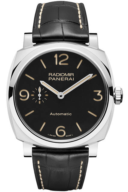 <strong>ラジオミール 1940 スリーデイズ オートマティック アッチャイオ−42mm</strong><br />ケース｜ステンレススチール<br />直径｜42mm<br />ムーブメント｜自動巻き（Cal.P.4000）<br />振動数｜2万8800振動／時<br />パワーリザーブ｜約72時間<br />防水｜10気圧<br />機能｜秒針ゼロリセット機構