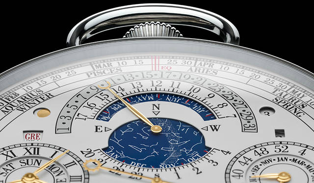 <strong>Reference 57260</strong><br />ケース｜18Kホワイトゴールド<br />直径｜98mm<br />厚さ｜50.55mm<br />ムーブメント｜手巻き（Cal.3750）<br />振動数｜1万8000振動／時<br />パワーリザーブ｜約60時間<br />機能｜レギュレータータイプの時・分・秒表示。球体ヒゲゼンマイを備えたアーミラリ天球儀トゥールビヨン・レギュレーター。3軸トゥールビヨン。12時間式の第２時間帯表示（時・分）。世界24都市のワールドタイム表示。12時間式ワールドタイムの昼夜表示。グレゴリオ暦永久カレンダー。グレゴリオ暦曜日表示。グレゴリオ暦月表示。グレゴリオ暦レトログラード日付表示。閏年表示。曜日番号の表示（ISO8601カレンダー）。その年における週番号表示（ISO8601カレンダー）。19年周期のユダヤ暦カレンダー。ヘブライ語曜日名。ヘブライ語月名。ヘブライ語日付表示。ヘブライ語セキュラーカレンダー。ヘブライ語世紀、10年、年表示。ユダヤ暦年の月数表示（12カ月または13カ月）。19年周期のゴールデンナンバー表示。太陽針による季節、春分・秋分、夏至・冬至、12星座表示。天文表示（オーナーの居住地で調整）。恒星時。恒星分。日出時刻表示（オーナーの居住地で調整）。日入時刻表示（オーナーの居住地で調整）。均時差。昼の長さ（オーナーの居住地で調整）。夜の長さ（オーナーの居住地で調整）。月相・月齢表示（1027年調整不要）。ヨム・キプール（ユダヤ教の贖罪の日）日付表示。レトログラード1/5秒クロノグラフ（コラムホイール1個）。レトログラード1/5秒スプリットセコンド・クロノグラフ（コラムホイール１個）。12時間積算計（コラムホイール１個）。60分積算計。シングルゴング＆ハンマーストライキング・アラーム。アラーム・ストライキング／サイレンス切り替え表示。ノーマルアラーム／カリヨン・ストライキング・アラーム選択表示。カリヨン・ストライキング機能と連結したアラーム機能。グラン・ソヌリ／プチ・ソヌリの選択が可能なアラームストライキング機能。アラーム・パワーリザーブ表示。5個のチャイムと5個のハンマーによるカリヨン・ウエストミンスターチャイム。グラン・ソヌリ・パッシングストライク。プチ・ソヌリ・パッシングストライク。ミニット・リピーター。ナイトサイレンス機能。完全に巻き上げられた状態で香箱を外すシステム。グラン・ソヌリ／プチ・ソヌリ・モード表示。サイレント／ストライキング／ナイト・モード表示。時間輪列用パワーリザーブ表示。ストライキング輪列用パワーリザーブ表示。巻き上げリューズポジション表示。ストライキングロック表示。二重香箱用巻き上げシステム。2位置・2方向の針合わせシステム。アラーム機能用埋め込み式巻き上げリューズ<br />限定数｜1本（アトリエ・キャビノティエによるオーダーメイド）<br />価格｜非公開<br />