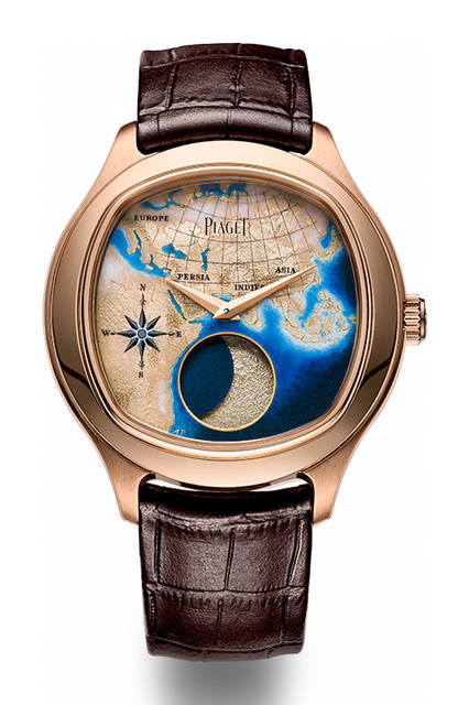 <strong>Piaget Mythical Journey</strong><br />Case: Pink gold<br />Diameter: 46.5mm<br />Movement: Automatic (Cal. 860P)<br />Frequency: 21,600 vibrations/hour<br />Power reserve: Approx. 72 hours<br />Features: Moon phase (at 6 o'clock)<br />Limited edition: 8 pieces worldwide<br />Release: To be determined<br />Reference price: ¥18.2 million (excluding tax)