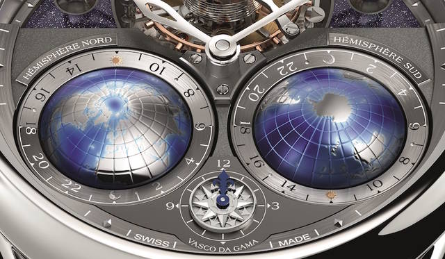 <strong>Villeret Tourbillon Cylindrique Nightsky Geospheres</strong><br />Case: White gold<br />Diameter: 47mm<br />Thickness: 15.38mm<br />Movement: Manual-winding (Cal. MB 68.40)<br />Frequency: 18,000 vibrations/hour<br />Power reserve: Approx. 48 hours<br />Water resistance: 3 bar<br />Functions: Tourbillon, Triple Time Zone<br />Limited edition: 18 pieces<br />Release: 2016<br />Price: €275,000 (JPY price TBD)