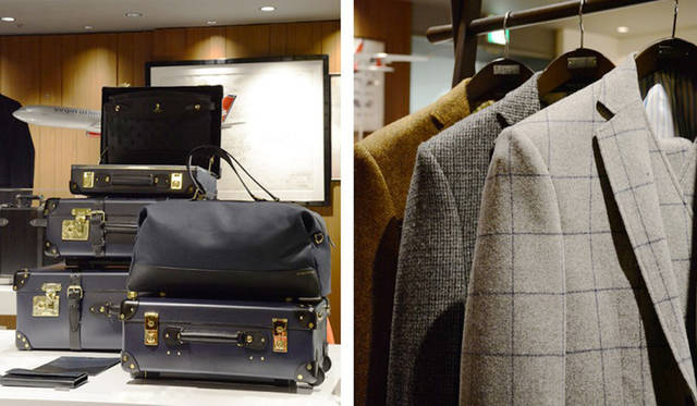 An exhibition at the Men's Building Residence during the British Week event at Isetan Shinjuku. High-quality items from British-related brands such as Hackett London and Globe-Trotter were on display.