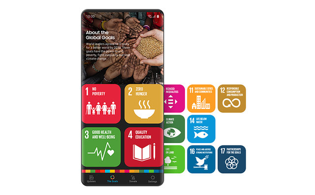 Galaxyのスマートフォン用SDGsアプリ「THE GLOBAL GOALS」