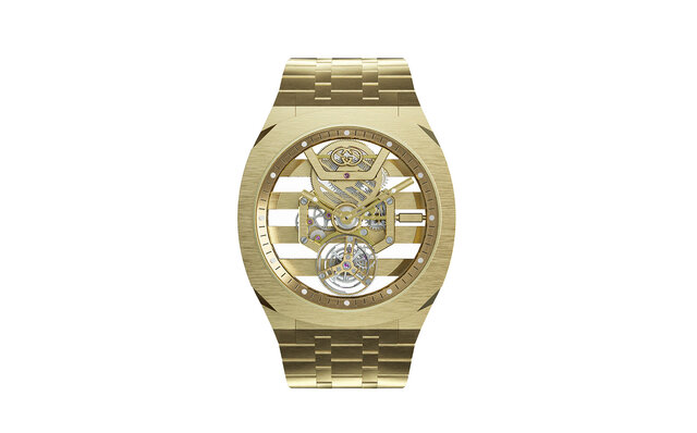 The new "GUCCI 25H" Tourbillon, featuring a slim 8mm body and a see-through dial | GUCCI