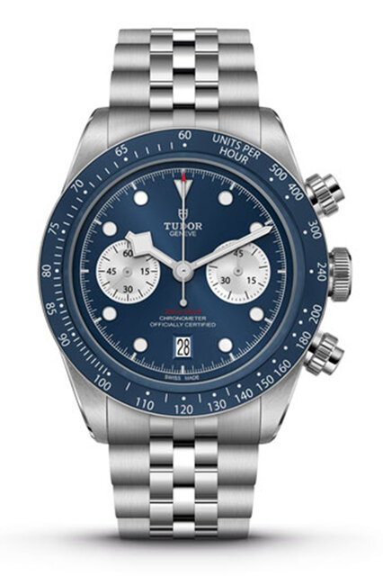 TUDOR Boutique Exclusive Model Wearing Tudor Blue: Black Bay Chrono “Blue” | TUDOR