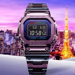 黄昏時の東京の美しさを2色のIP加工でメタル上に表現した「GMW-B5000PB-6JF」｜G-SHOCK