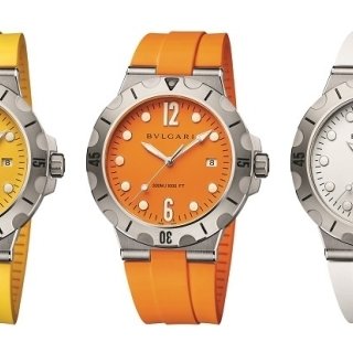Evoking the mood of an Italian resort, Bulgari's "Diagono Scuba" introduces three new color variations.