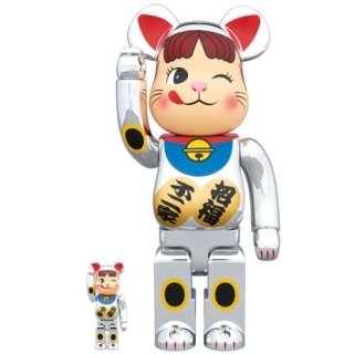 BE@RBRICK 招き猫 ペコちゃん 銀メッキ 100％ & 400％
