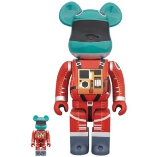 BE@RBRICK SPACE SUIT GREEN HELMET & ORANGE SUIT Ver.100％ & 400％