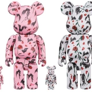 BE@RBRICK KIDILL × ERI WAKIYAMA BAT & ROSE 100％ & 400％ Pink/White