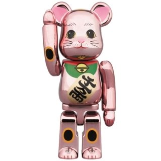 BE@RBRICK 招き猫 桃金メッキ 100％