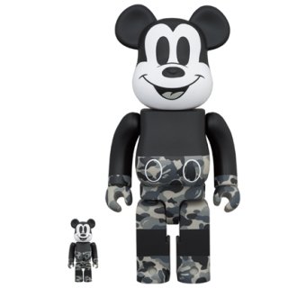 BE@RBRICK BAPE(R) MICKEY MOUSE MONOTONE Ver. 100％ & 400％