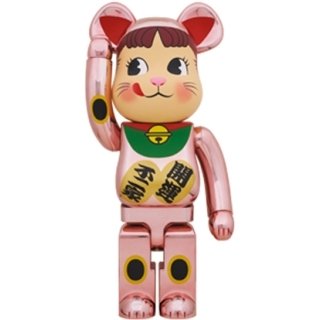 BE@RBRICK 招き猫 ペコちゃん 桃金メッキ 1000％