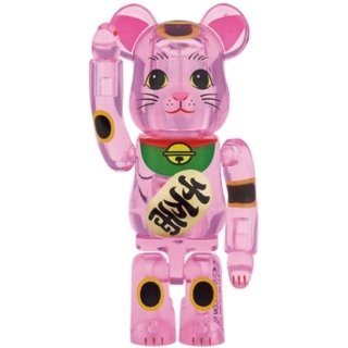 BE@RBRICK 招き猫 桃色透明 100％
