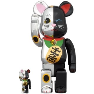 BE@RBRICK 招き猫 銀×黒 100％ & 400％