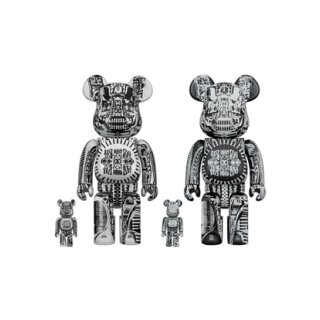 BE@RBRICK H.R.GIGER 100％ & 400％ WHITE CHROME Ver.／BLACK CHROME Ver.