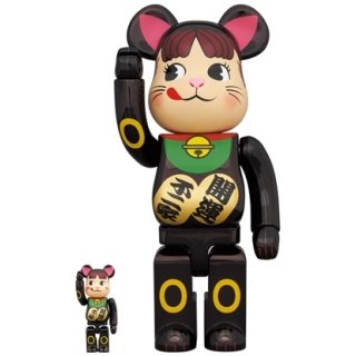 BE@RBRICK 招き猫 ペコちゃん 黒メッキ 100％ ＆ 400％