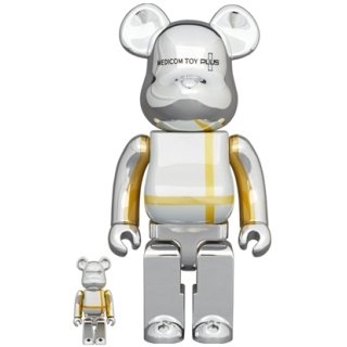 BE@RBRICK MEDICOM TOY PLUS SILVER CHROME Ver. 100％ & 400％