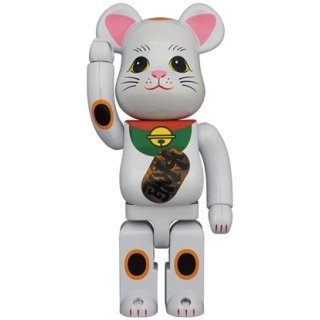 BE@RBRICK 招き猫 白メッキ 発光 400％