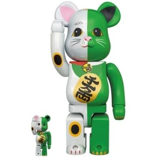 BE@RBRICK 招き猫 白×緑 100％ & 400％