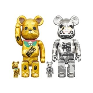 BE@RBRICK BAPE(R) 招き猫 金メッキ & 達磨 銀メッキ 100％ & 400％ 4PCS SET