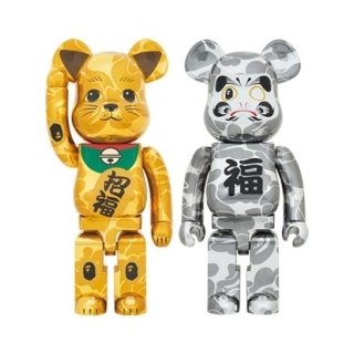 BE@RBRICK BAPE(R) 招き猫 金メッキ 1000％／達磨 銀メッキ 1000％