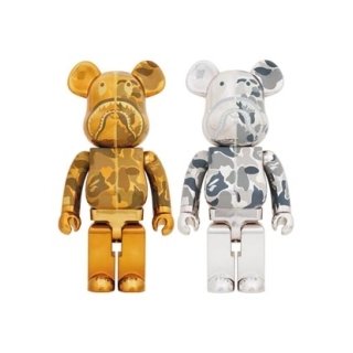 BE@RBRICK BAPE(R) CAMO SHARK 1000％ GOLD／SILVER