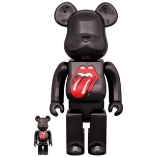 BE@RBRICK The Rolling Stones Lips & Tongue BLACK CHROME Ver. 100％ & 400％