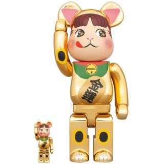 BE@RBRICK 招き猫 ペコちゃん 金運 金メッキ 100％ & 400％