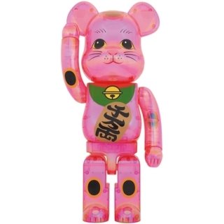 BE@RBRICK 招き猫 桃色透明メッキ 1000％