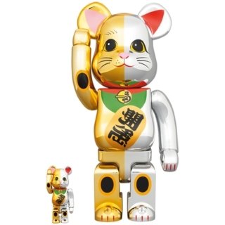 BE@RBRICK 招き猫 100％ & 400％ 招き猫 千万両 金×開運 銀