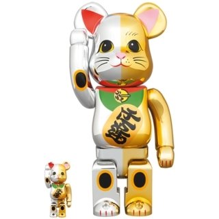 BE@RBRICK 招き猫 100％ & 400％ 招き猫 開運 銀×千万両 金