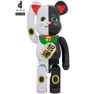 BE@RBRICK 招き猫 金運 白 × 招福 黒 1000％