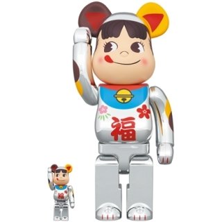 BE@RBRICK 招き猫 ペコちゃん 福 銀メッキ 100％ & 400％